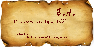 Blaskovics Apolló névjegykártya